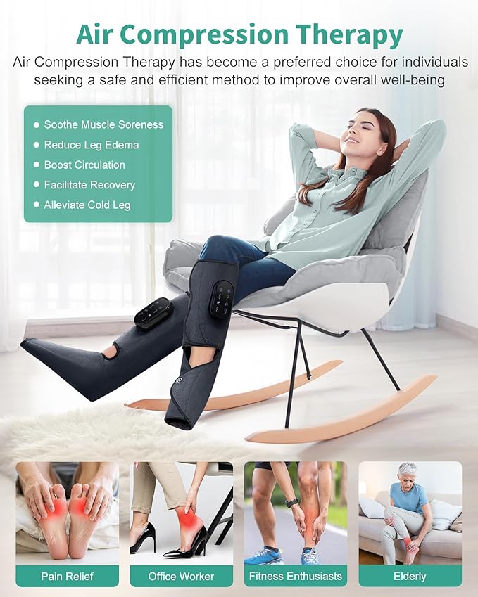 Medcursor Cordless Foot and Leg Massager with Heat, Rechargeable Leg Massager for Circulation and Pain Relief After Exercise, Portable Massager Boots for Home Office Gym Use, FSA HSA Eligible - Bloomnest