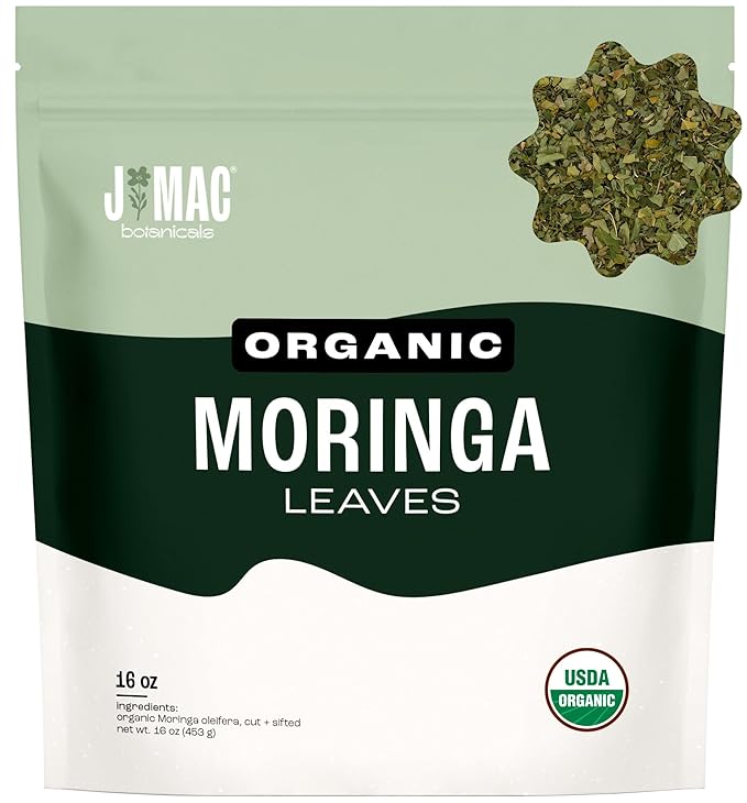 J MAC BOTANICALS Organic Moringa Leaf (16 oz) dried organic leaves from the Egyptian Nile Valley, malunggay leaves fresh - Bloomnest
