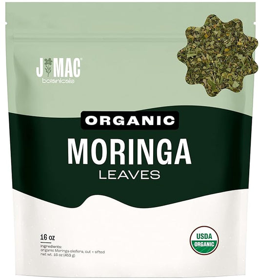 J MAC BOTANICALS Organic Moringa Leaf (16 oz) dried organic leaves from the Egyptian Nile Valley, malunggay leaves fresh - Bloomnest