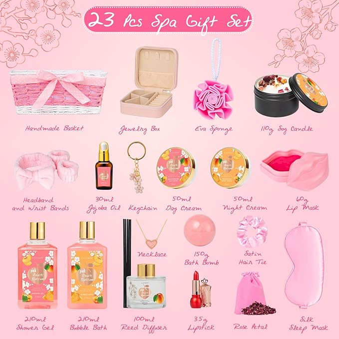 Valentines Day Gifts for Women - 23Piece Relaxing Bath and Body Gift Baskets Set Spa Gift Baskets for Women, Gift Sets | Mothers Day Gift for Mom, Birthday, Christmas, Holiday, Anniversary Gift
