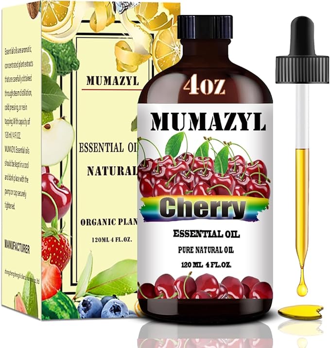 Cherry Essential Oil, Cherry Oil 4 Fl Oz 120ML for Diffuser Humidifier Yoga Cleaning DIY Candle Soap Making Essential Oils - Bloomnest