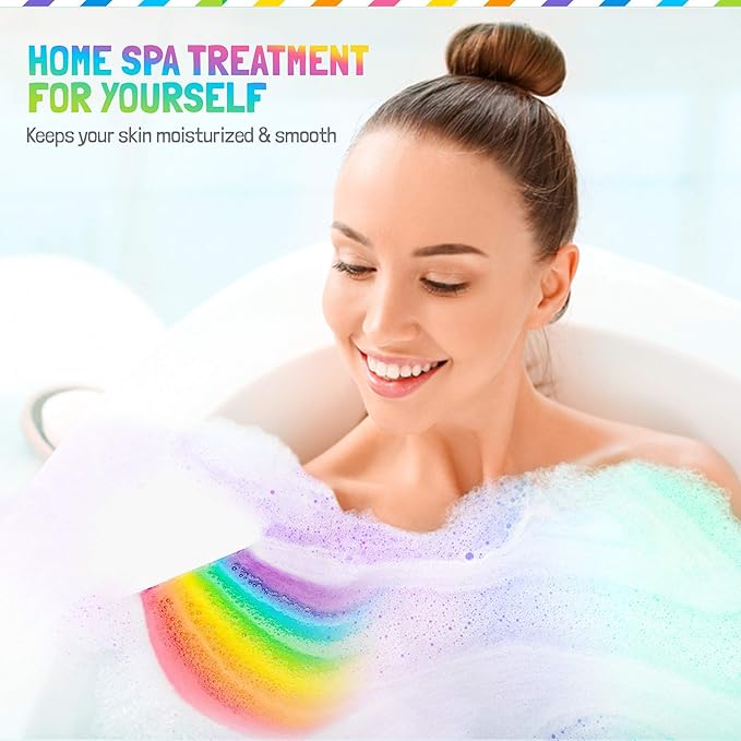 Bath Bombs for Kids - Natural Magic Rainbow BathBombs with Organic Ingredients, Moisturizing, Vibrant Colors & Rich Bubbles, Cloud Bath Bombs, Stocking Stuffers, Christmas Gifts for Kids, Girls, Boys - Bloomnest