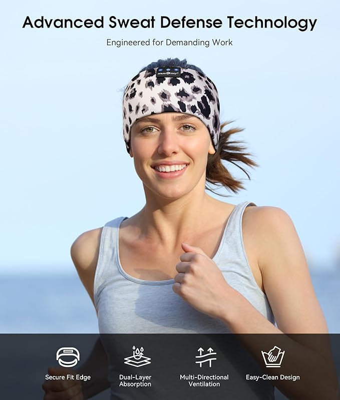 MUSICOZY Sleep Headphones Bluetooth 5.4 Headband, Wireless Earphones Music Sleep Earbuds Sleeping Eye Mask with HD Stereo Speakers for Workout Running Travel Yoga, Ideal Gifts for Women Men - Bloomnest