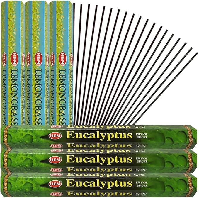 Lemongrass & Eucalyptus Incense Sticks & Holder Bundle Variety Pack from Hem Trumiri Insense Insence