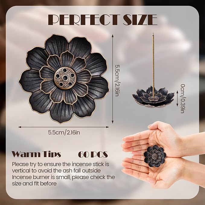 60 Pcs Bulk Lotus Incense Holder for Stick 2.28 inches Incense Burner Ash Catcher Indian Return Gifts for Pooja Home Fragrance Yoga SPA Sauna Bedroom - Bloomnest