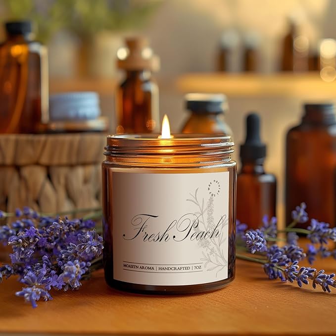 MOASITN Fresh Peach Scented Candles for Home|Sweet Orange,Peach,Floral Scented Soy Candle| Longlasting Aromatherapy Candle Gift for Women,Men for Birthday,Summer,Holiday|7oz - Bloomnest