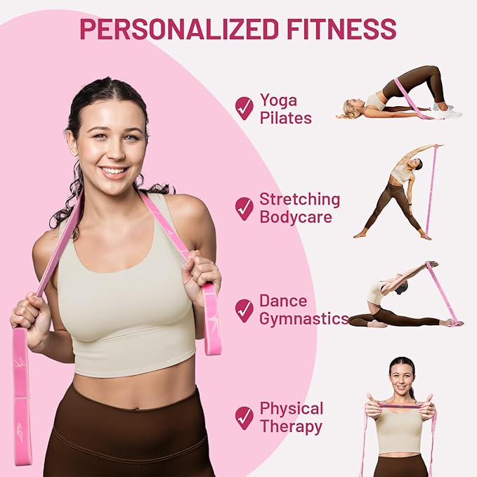 Slim Panda Stretch Strap, Dance Stretch Bands Flexibility, Elastic Yoga Stretching Strap with 9 Loops for Physical Therapy, Pilates, Yoga, Ballet, Gymnastics Stretching Bands for Exercise - Bloomnest