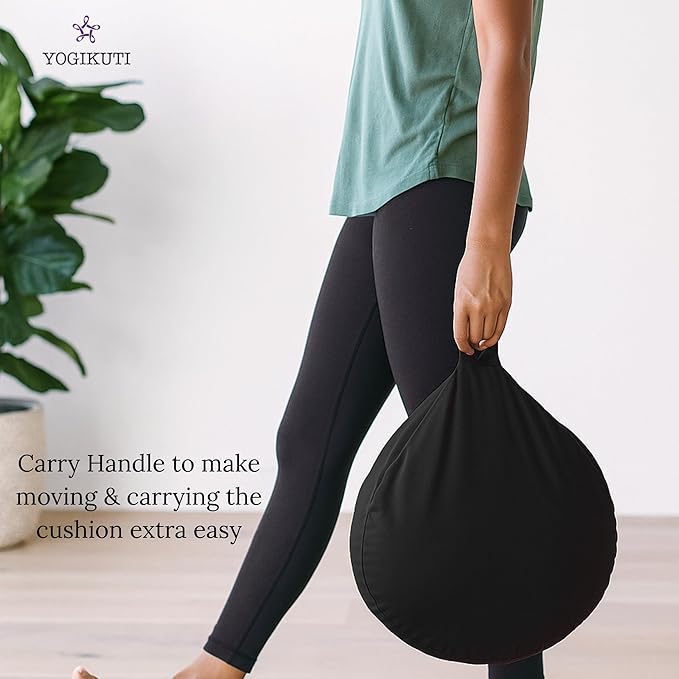 Yogikuti Meditation Cushion – 100% Pure Cotton Zafu for Comfortable Meditation & Yoga – Floor Sitting Pillow for Mindfulness & Support