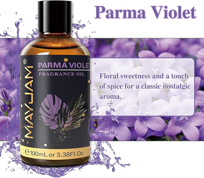 MAYJAM 100ML/3.38FL.OZ Parma Violet Fragrance Oils with Glass Dropper, Essential Oils for Diffusers for Home, Long Lasting Scented Oils for Diffusers Soap Candle Making - Bloomnest