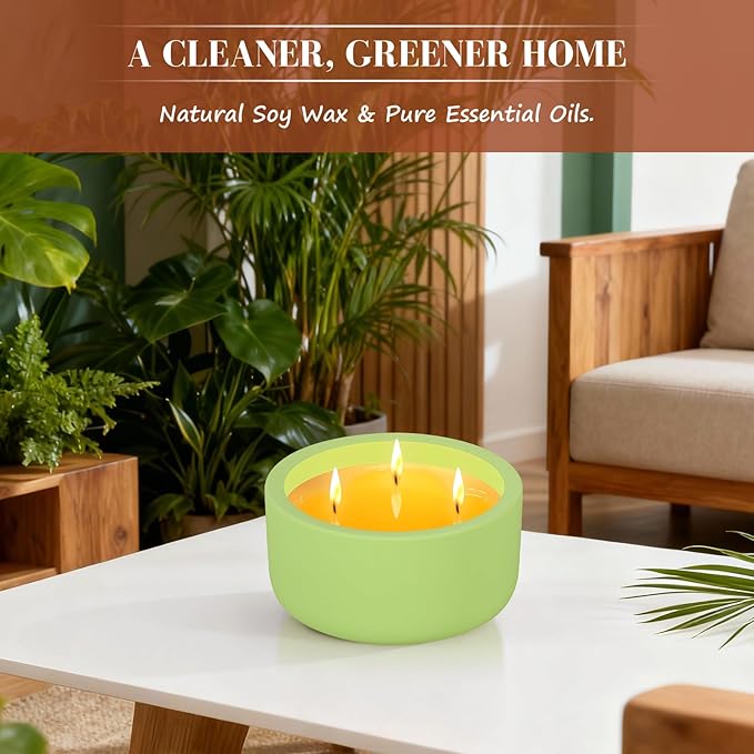 Viyffo Fall Candles - Lemon & Vanilla, 3 Wick Large Scented Candle, 20oz Soy Candles for Women & Men, Non Toxic Aromatherapy Candle, Ceramic Velas Perfect for Autumn Home Decor & Gift - Bloomnest