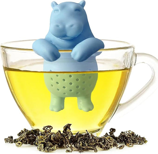 1pcs creative animal tea infuser, cute loose leaf tea steeper, reusable, Easy to carry, brew a cup of good tea anytime, anywhere(A hippopotamus)