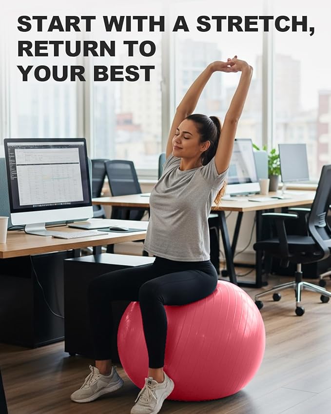 Trideer Exercise Ball for Yoga, Pilates & Fitness – Stability Ball Equipment for Home Gym & Office Chair, Core & Balance Training Accessories, Physical Therapy Equipment, Quick Pump Included, 5 Sizes - Bloomnest