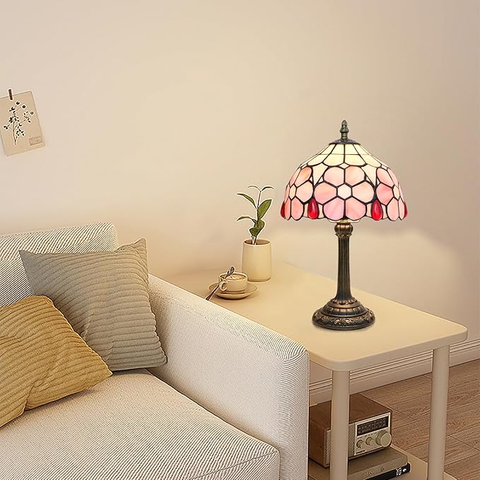 Tiffany Lamp Stained Glass lamp Small Bedside Table Lamps for Living Room Bedroom Dorm Kitchen Home Decor Festival Birthday Gift,Cherry Blossoms - Bloomnest