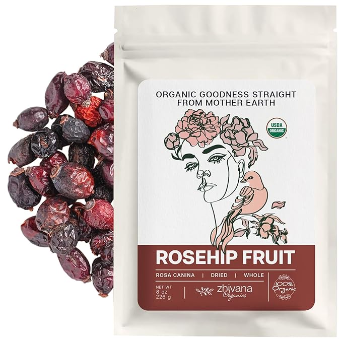 Rosehip Tea Organic (8oz.) – Dried Rose Hip Fruit Whole – Source of Vitamin C from Food - Bloomnest