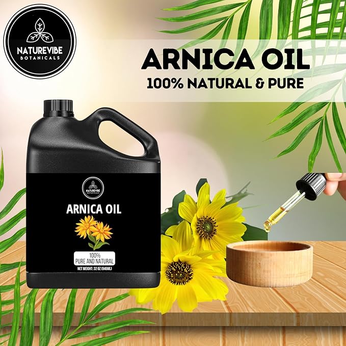 Naturevibe Botanicals Arnica Oil 32 Ounces | 100% Pure and Natural | Great for Skin Care and Hair Care - Bloomnest