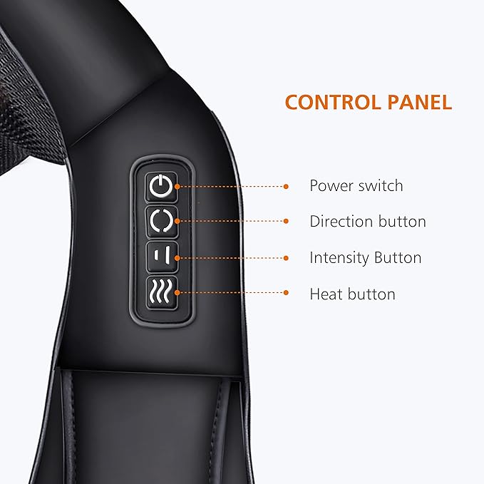 Snailax Shiatsu Neck and Shoulder Massager - Back Massager with Heat, Deep Kneading Electric Massage Pillow for Neck, Back, Shoulder,Foot,Body