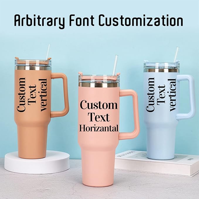 Personalized Tumbler with Name Text, 40oz Personalized Cups with Lids & Straws,Custom Tumblers Personalized Coffee Tumbler Mug Personalized Gifts for Christmas Birthday - Bloomnest