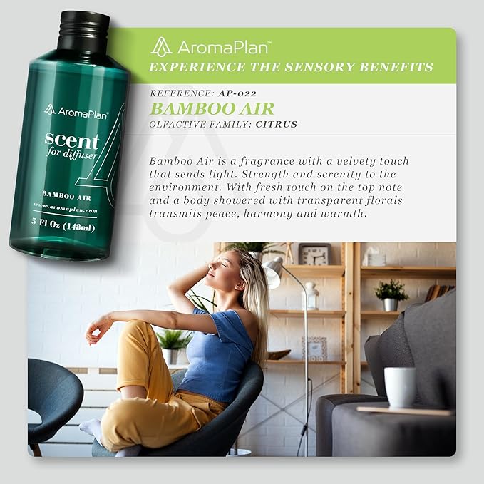 AromaPlan Hotel Scents Bamboo Air 5 Fl Oz (148ml), Home Luxury Aroma & Hotel Fragrance Diffuser Oil- Hotel Diffuser Oil for Aromatherapy- USA Made, Bigger Bottle, Bolder Aroma & Longer Lasting - Bloomnest