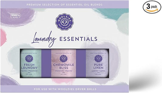 Laundry Essentials Essential Oil Set: Use with Wool Dryer Balls or Oil Diffuser Elevate Your Laundry with All-Natural Aromatherapy Scents | Fresh Laundry, Chamomile Bliss, Pure Linen 10 ML - Bloomnest
