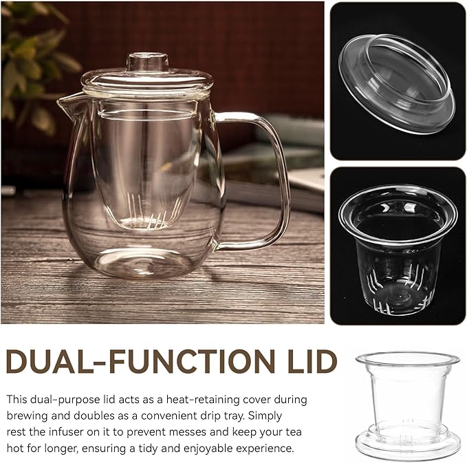 Universal Glass Tea Infuser for Teabloom, Loose Leaf Tea Strainer with Lid/Coaster for Cups, Teapots, Mugs, Travel Tumblers, Tea Steeper Glass for Loose Tea, Filter Diffuser Microwave Stovetop Safe - Bloomnest