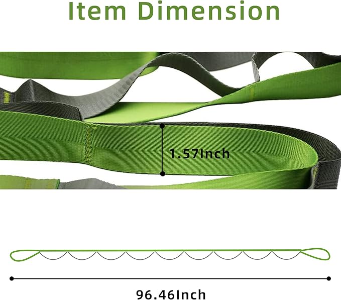 SANKUU Yoga Straps Stretching Strap with 12 Loops Workout Poster, Straps for Stretching Physical Therapy Equipment Long Stretch Out Bands for Exercise, Pilates and Gymnastics for Women Men - Bloomnest