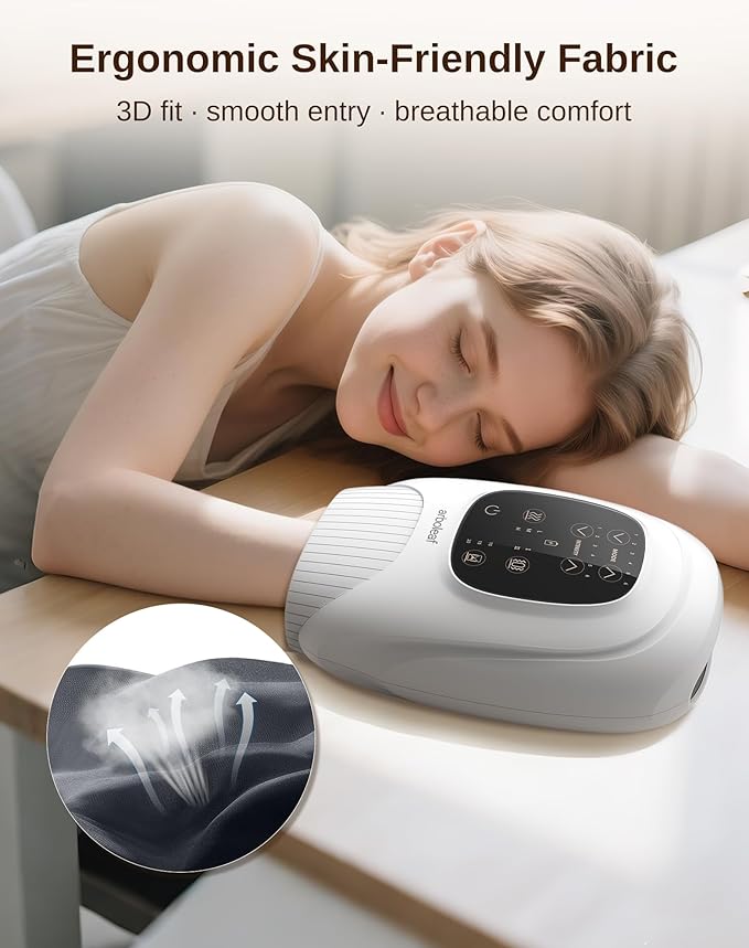 arboleaf Hand Massager with Heat and Compression, Gifts for Women Men Mom Dad, 6 Modes and 3 Heating Options, Cordless & Powerful Hand Massager for Finger, Wrist, Palmand Lower Forearm - Bloomnest