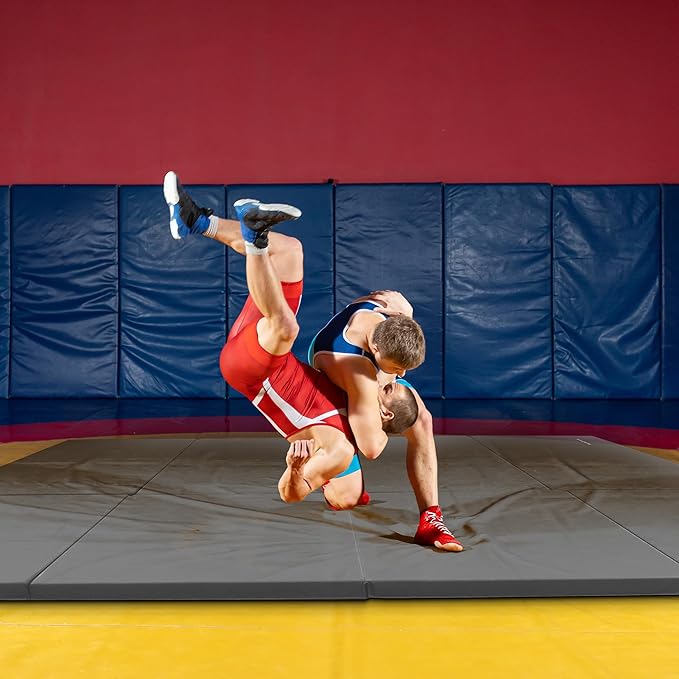 BalanceFrom 10x4 Feet 4-Panel Folding Gymnastics Mat – 2-Inch Thick Pad with Vinyl Surface and Carrying Handles for Tumbling, Yoga, Pilates, Home Workouts, and Martial Arts - Bloomnest