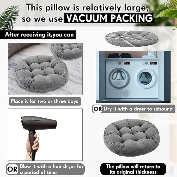 Jerify Floor Pillow Cushions 22 x 22 Inch Round Square Large Meditation Floor Pillow for Classroom Adult Meditation Picnic Party Cushion for Seating Gift Christmas(Round,Dark Grey,4 Pcs) - Bloomnest