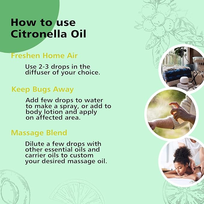 Citronella Essental Oil for Diffuser Aromatherapy - 1 Oz/30ml - Bloomnest