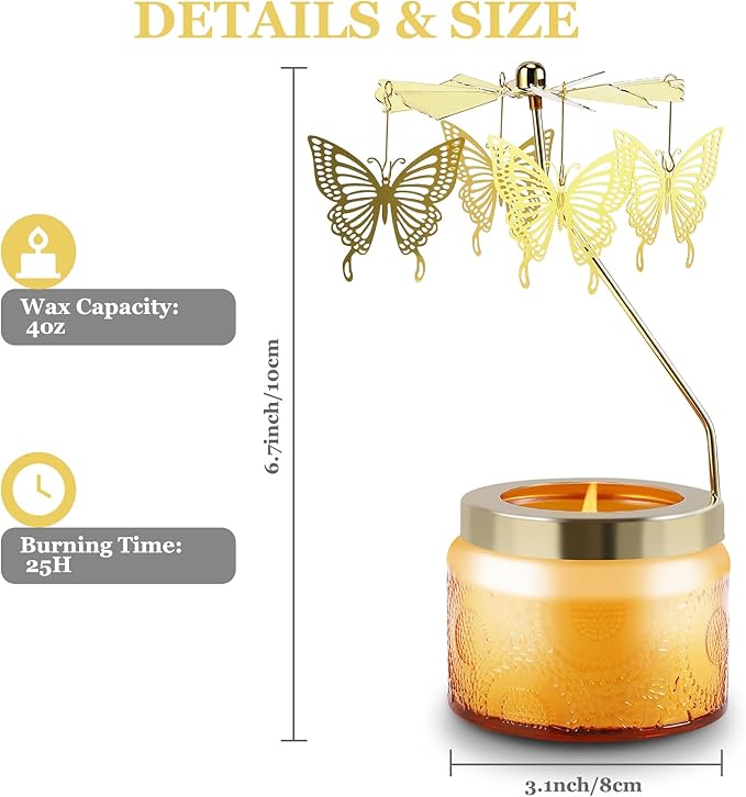 Rotatable Candle, Birthday Gifts for Women, Vanilla Cream Scented Candles Anniversary Christmas Thanksgiving, Butterfly Best Girl, Friends,Mom - Bloomnest