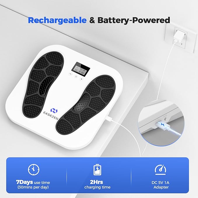 Foot Massager for Neuropathy, Rechargeable TENS EMS Foot Stimulator with 10 Modes 20 Intensities, Feet Circulation Stimulator for Neuropathy, Plantar Fasciitis, Gifts for Mom Dad - Bloomnest