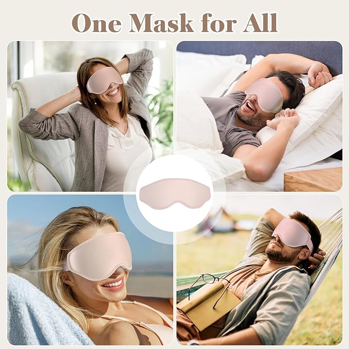 3D Cooling Eye Mask Sleep Mask for Men & Women, 100% Pressure-Free & Light Block-Out Eye Mask for Sleep with Easy Adjustable Strap, Night Eye Cover for Travel, Pink - Bloomnest
