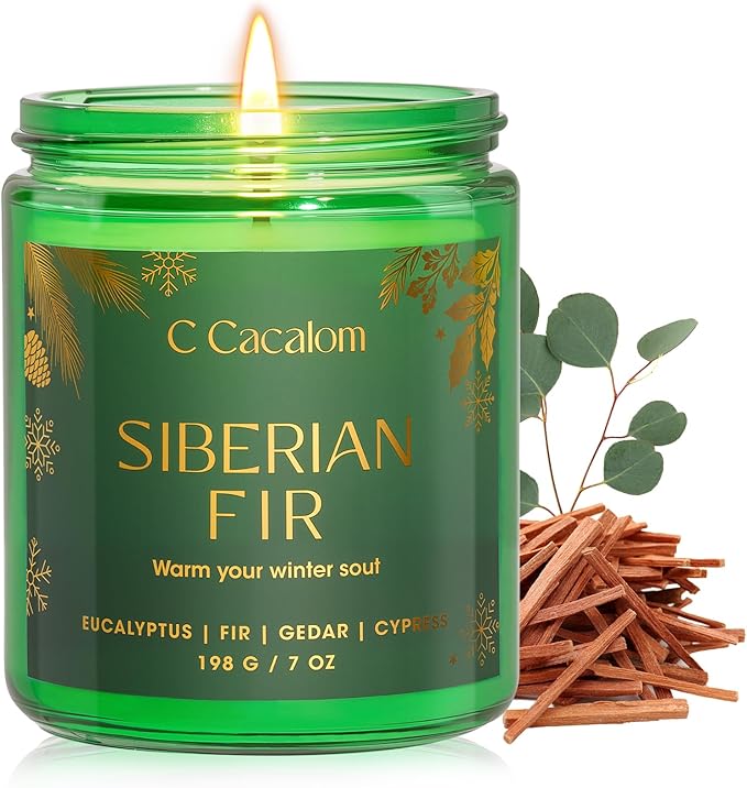Christmas Soy Candles for Christmas Home Decor Non-Toxic Aromatherapy Scented Candles for Holiday Christmas Gifts, Cozy Cute Jar Candle, Winter Candle for Women Men, Siberian Fir Candle - Bloomnest
