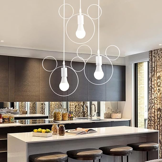 Cartoon Mouse Pendant Light Fixtures，3-Lights White Iron Chandelier Cute Fun Children's Bedroom Ceiling Lamp Shade Wrought Iron Hanging Lights for Kitchen Island Cafe Dining Room - Bloomnest