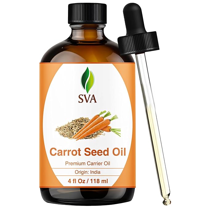 SVA Carrot Seed Oil - 4 Fl Oz – 100% Natural Cold Pressed Carrot Oil - for Face, Skin Care, Hair Care, Scalp Massage & Body Massage – Carrier Oil with Dropper - Bloomnest
