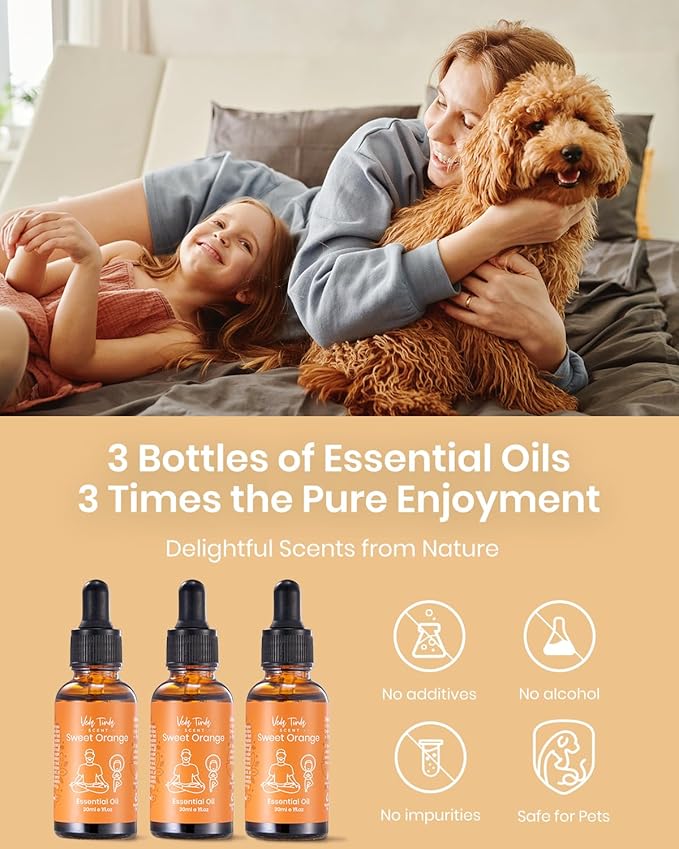 VTS Sweet Orange Essential Oils, Pure Natural Essential Oils Set with Glass Dropper for Aromatherapy Diffusers, Humidifiers, Massage, Relaxation, Skin Care, 1 Fl Oz (Pack of 3) - Bloomnest