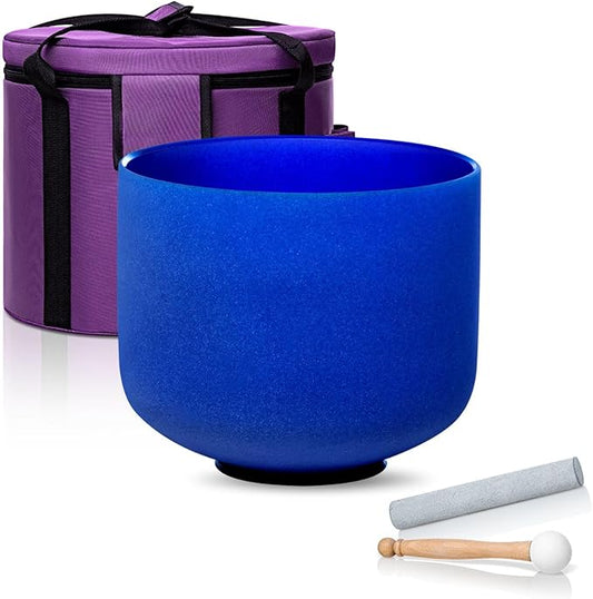 8 Inch Ingio A Note 432hz Third Eye Chakra Crystal Singing Bowl Healing with Carrying Case and Rubber Mallet Suede Strikers Oring - Bloomnest