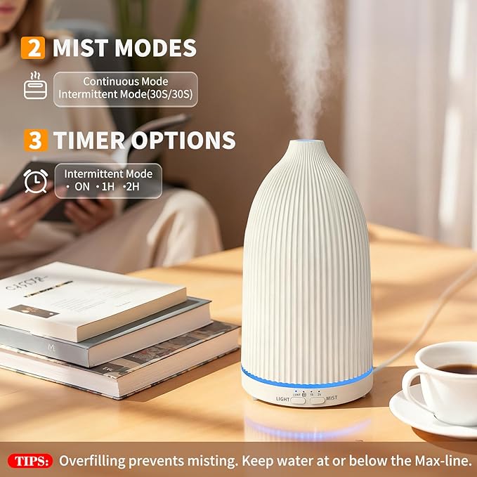 URPOWER 100ML Essential Oil Diffuser Ultrasonic Cool Mist Humidifier with 7 LED Lights, Timer & Auto-Off Quiet Aromatherapy Scent Diffuser for Home Bedroom Office Relaxation - Bloomnest