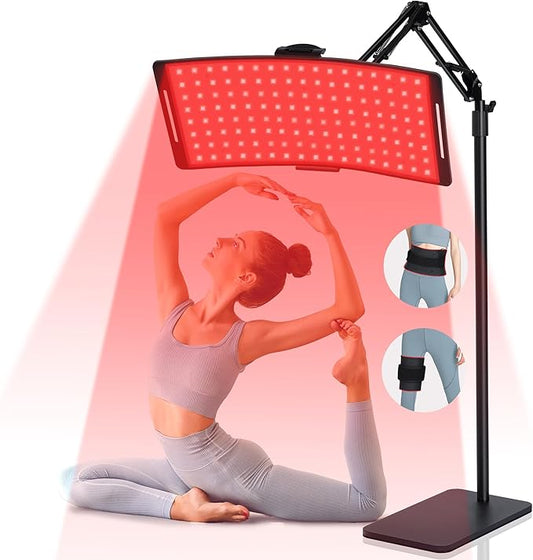 KingPavonini Red Light Therapy for Body, 2-in-1 Red Light Therapy Lamp Convertible to Wearable Belt, 9 Modes, 660nm Red & 850nm Infrared Light Therapy for Face Back Waist Knee, Muscle Recovery KingPavonini