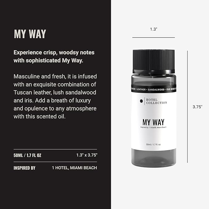 Hotel Collection Diffuser Oil - My Way - Aromatherapy Essential Fragrance Oil - Sandalwood, Warm Virginia Cedar & Beautiful Iris - 50ML 1.7 Fl oz - Bloomnest
