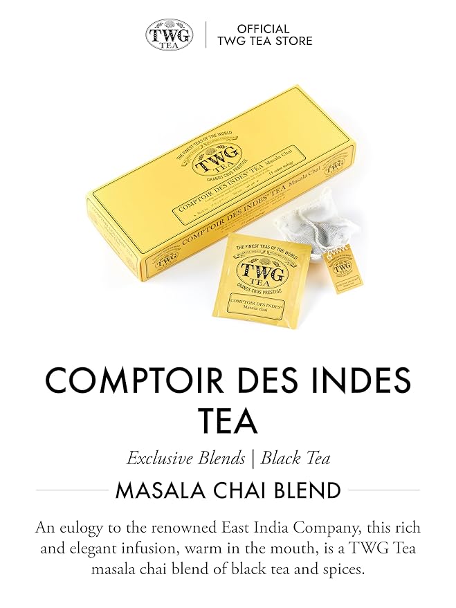 TWG Tea | Comptoir Des Indes Tea | Black Tea | Masala Chai & Spices | 15 Hand Sewn Cotton Teabags | Gift Set - Bloomnest