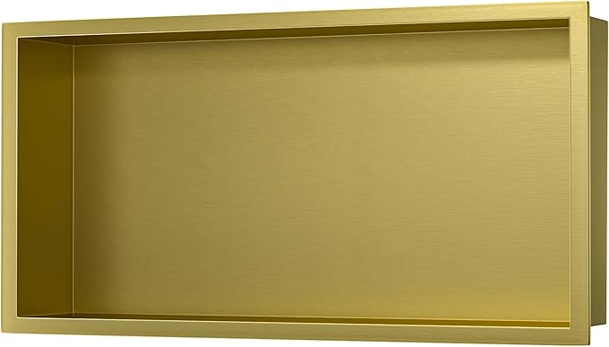 Stainless Steel Shower Niche 24" X 12" Gold No Tile Needed Horizontal Niche Shower Recessed Wall Niches for Bathroom Storage Over Mount Installation - Bloomnest