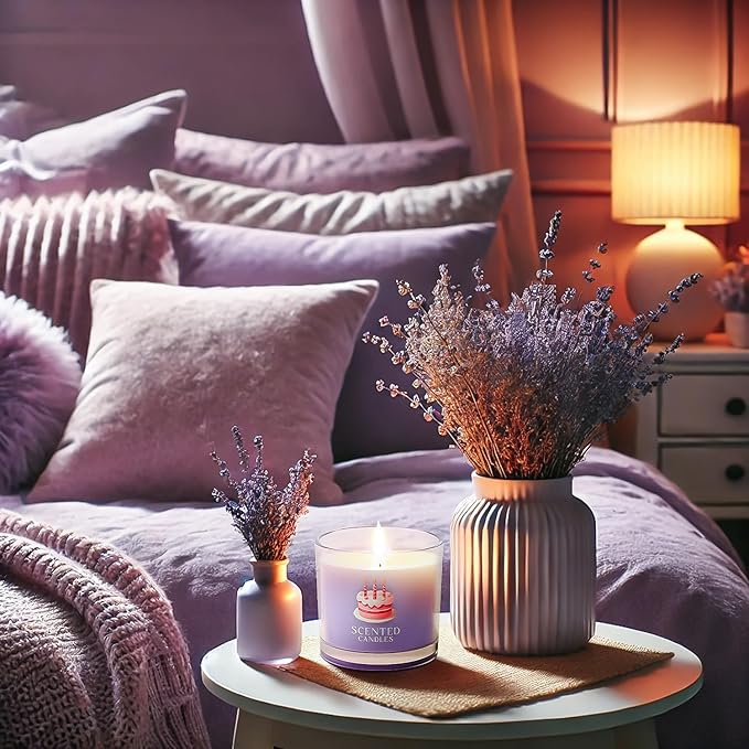Birthday Candles, Scented Candles Gift Set for Stress Relief, 3 Votive Candles for Women and Men, Birthday Candle Gifts for Women (Pink + Purple + White, 7 oz) - Bloomnest
