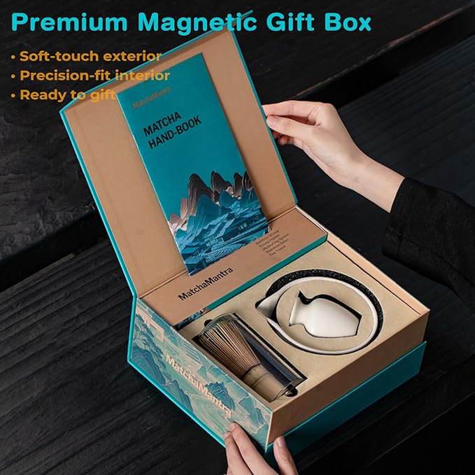 Premium Matcha Ceremony Set – Complete 9-Pcs Ritual Kit – Presented in Luxury Magnetic Gift Box, Perfect for Gifting or Self-Care (White) - Bloomnest