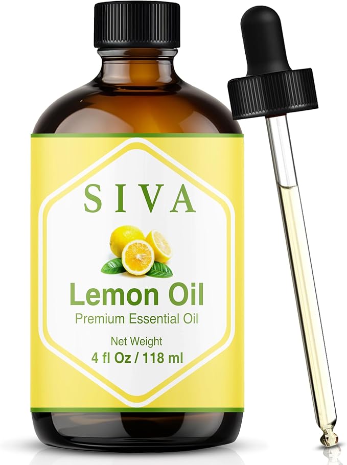 Siva Lemon Essential Oil - 4 Fl Oz – 100% Natural Lemon Oil - for Diffuser, Face, Skin Care, Aromatherapy, Hair Care, Scalp and Body Massage - with Dropper - Bloomnest