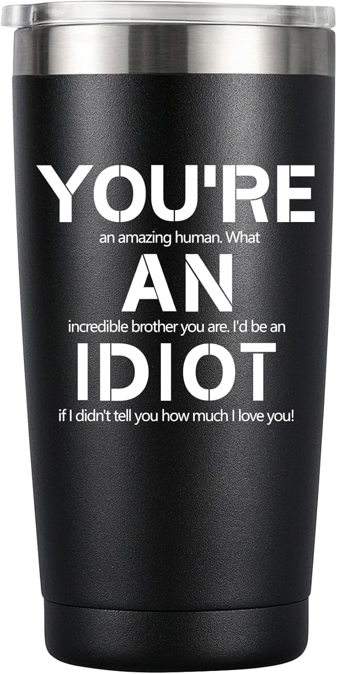 MASGALACC Gifts for Brother from Sister, Brother Coffee Mug Drinking Cup - Birthday, Fathers Day, Christmas Gag Present, 20oz Stainless Steel Double Wall Insulated Tumbler, Black