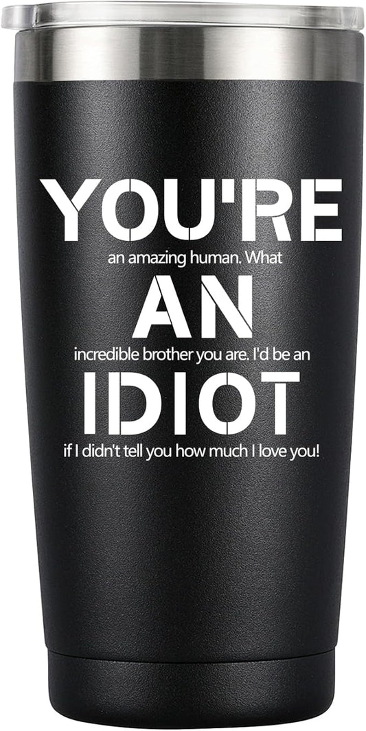 MASGALACC Gifts for Brother from Sister, Brother Coffee Mug Drinking Cup - Birthday, Fathers Day, Christmas Gag Present, 20oz Stainless Steel Double Wall Insulated Tumbler, Black