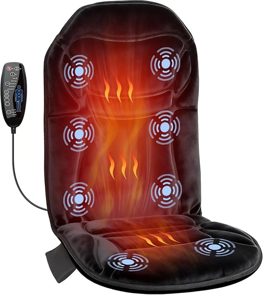 Back Massager with Heat - Massage Chair Pad Mat with 8 Vibrating Motors, Work from Home Essentials, Christmas Birthday Gifts for Husband Him Men, Massage Seat Cushion for Home Office Use - Bloomnest