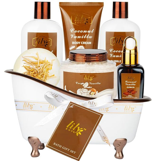 Valentines Day Gifts for Women - 7-Piece Nourishing Bath & Body Gift Set, Bath Collection | Mothers Day Gifts for Mom, Fathers Day, Birthday, Self Care Kit, Christmas Gift, All Occasion Gift - Bloomnest