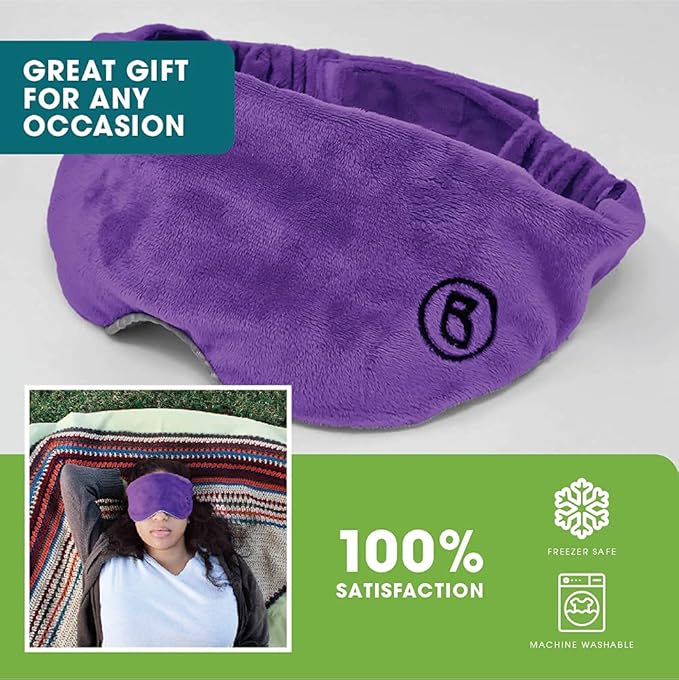 BARMY Weighted Sleep Mask for Women and Men (0.8lb/13oz) Weighted Eye Mask for Sleeping, Eye Cover Blocks Light Helps Relaxation and Night Sleep, Comfortable Blackout Sleeping Mask, Purple - Bloomnest
